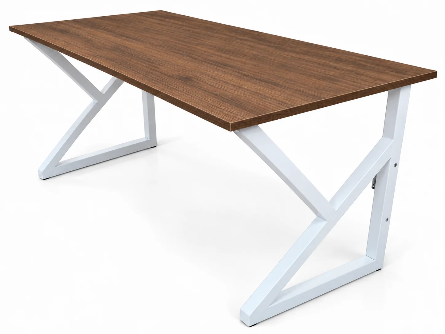 Bureau Zénith Blanc & Bois — Plateau bois · Piètement blanc